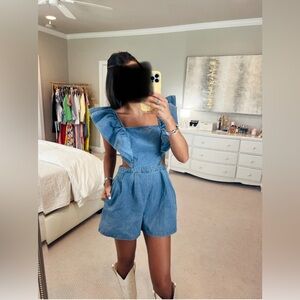 Mable Ruffle Sleeve Jean Romper
